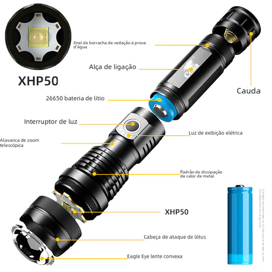 X92 USB Power Beam Flashlight